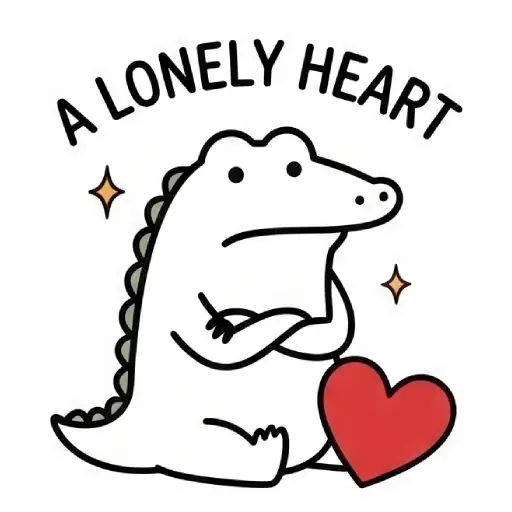 florak stickers, cute, funny, stickers, WhatsApp stickers, sticker pack, Alligator, heart broken